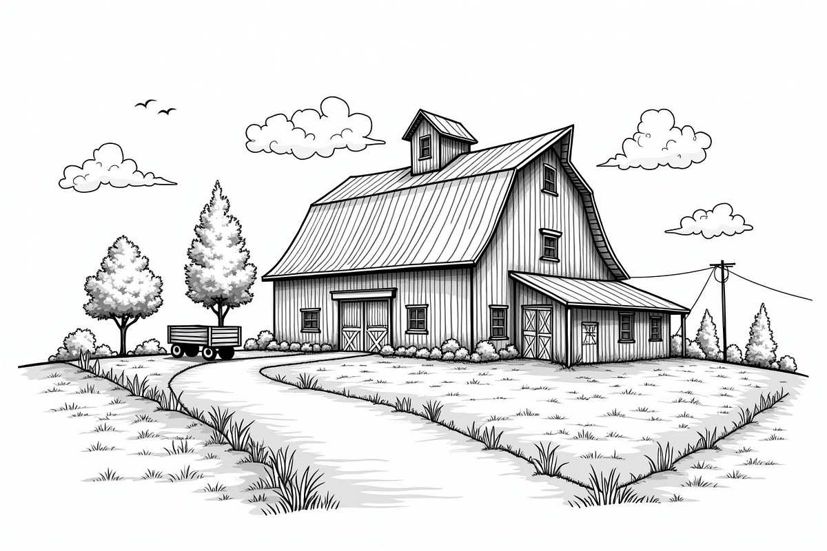 Vintage Farmhouse Sketch Bundle, an Illustration by hafijul (Photo 5 of 7)
