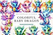 Colorful Baby Dragon Clipart Png, an Animal Illustration by BusyDaydesign (Thumbnail 1 of 9)