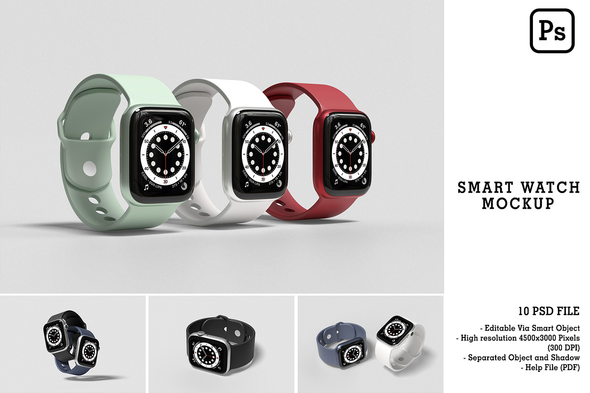 Smart Watch Mockup, a Device Mockup by mahremdesign (Photo 1 of 11)