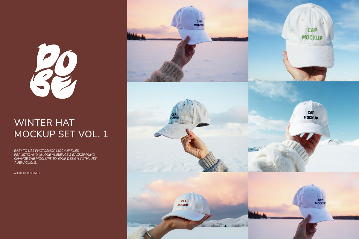 Winter Hat Mockup Set - Vol 1, a Hat Mockup by DOBE Studio (Photo 1 of 4)