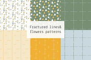 Fractured Lines & flowers patterns, a Pattern Graphic by Lyolya Profitrolya (Thumbnail 1 of 7)