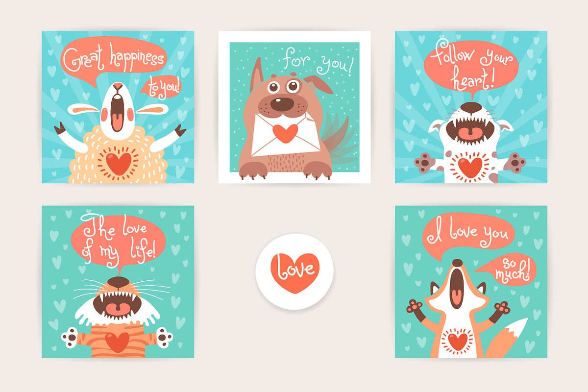 Card Kit with Cute Animals, a Card Template by Baksiabat (Photo 4 of 5)