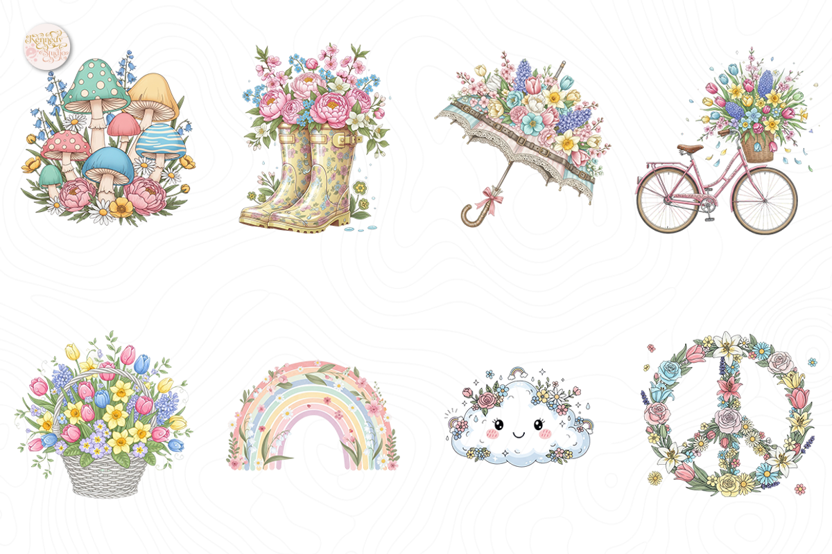 Retro Spring PNG Clipart, Groovy., an Object Illustration by KennedyStudio (Photo 2 of 4)