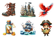 Pirate clipart - Watercolor, an Illustration by CreationArt (Thumbnail 2 of 5)