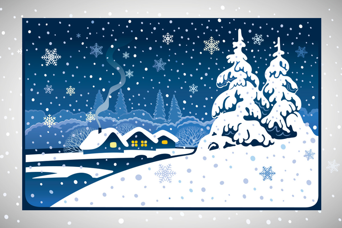 Winter landscape, vector set., a Decorative Illustration by Countryside life (Photo 2 of 7)