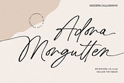 Adora Morgutten - Ink Calligraphy, a Script Font by Myn Type (Thumbnail 1 of 18)