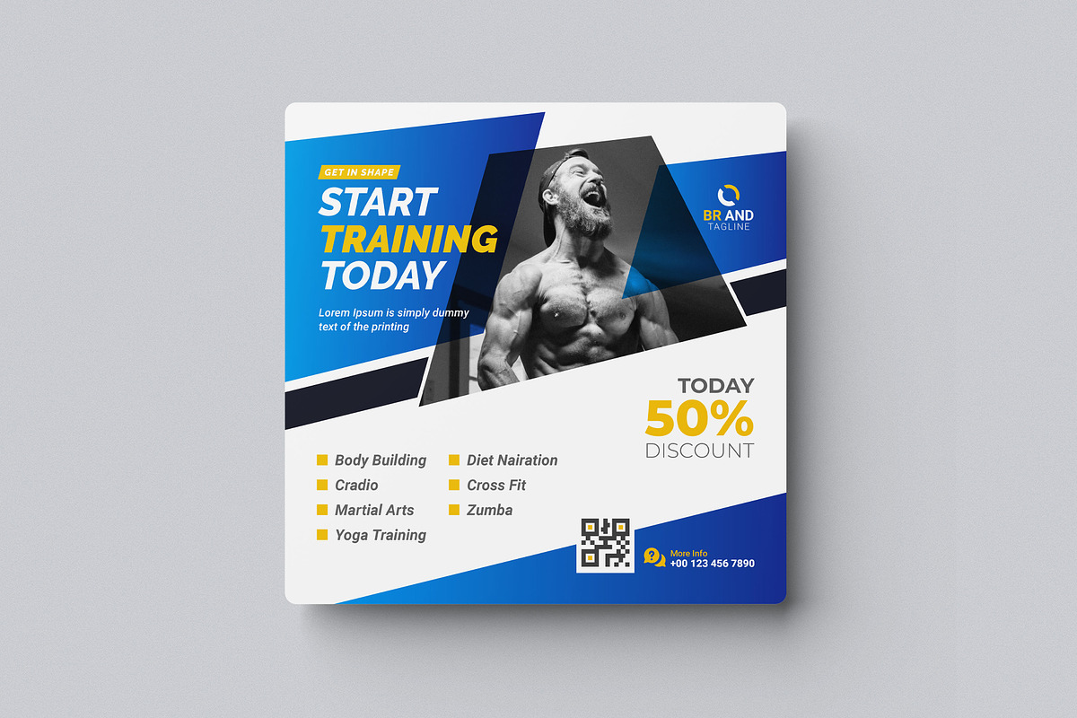 Gym Fitness Instagram Post Template preview 2