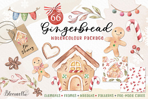 Watercolour Gingerbread Clipart Set