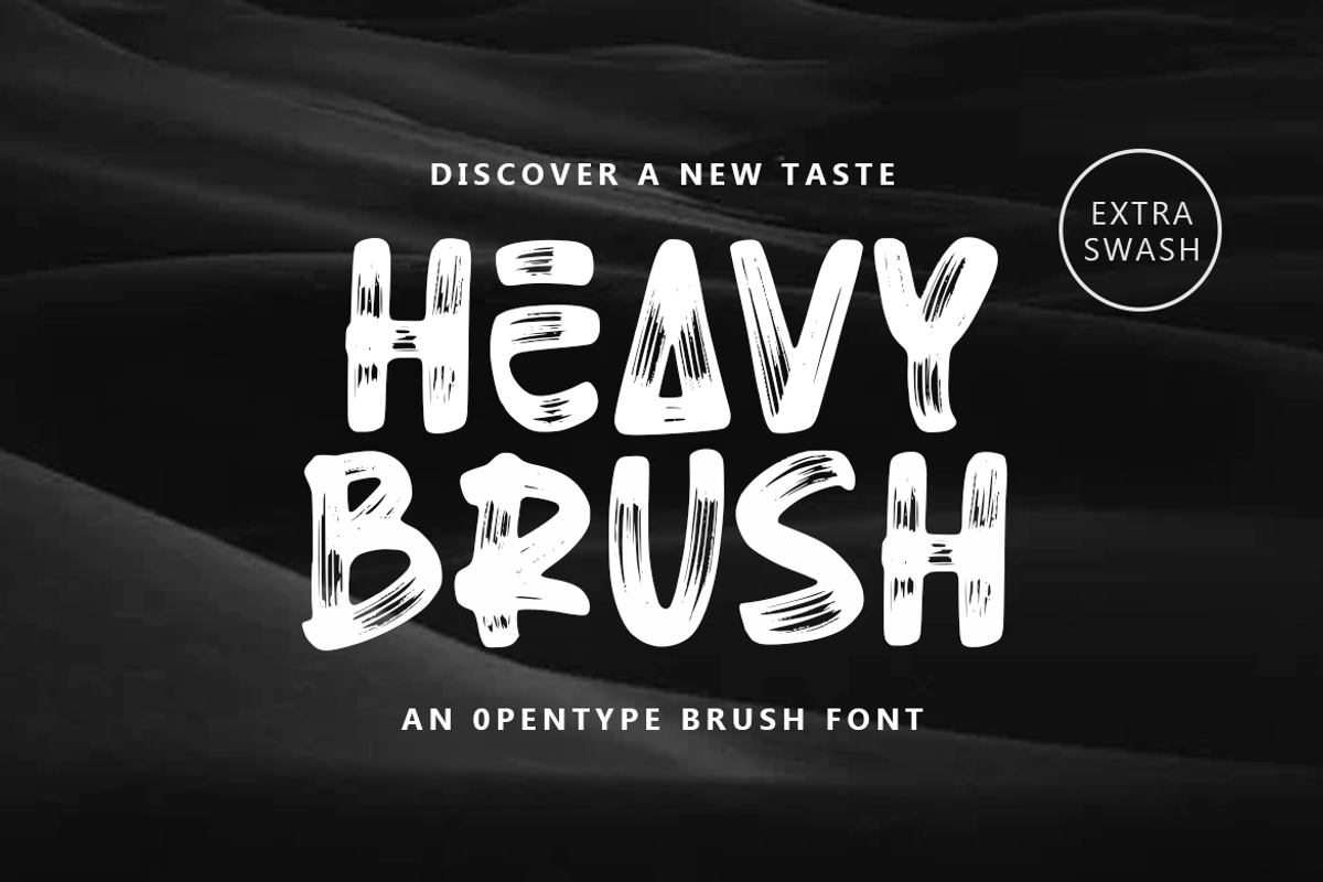 HEAVY BRUSH, a Script Font by Rochart (Photo 1 of 13)