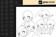 50 Procreate Chibi Base Group Stamps, a Brush Add-On by DrawingStoryShop (Thumbnail 4 of 7)