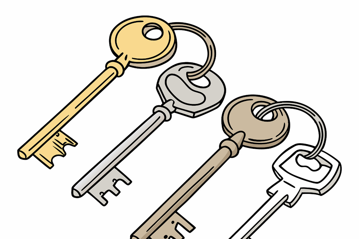 collection of four vintage keys, an Object Illustration by SouravDesign (Photo 3 of 3)