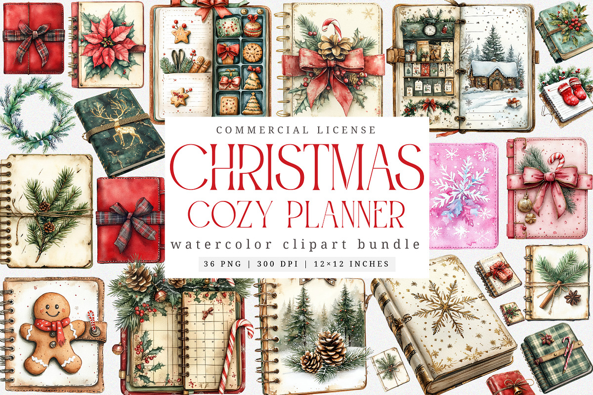 Cozy Christmas Planner Clipart, an Illustration by SinaCreation (Photo 1 of 7)