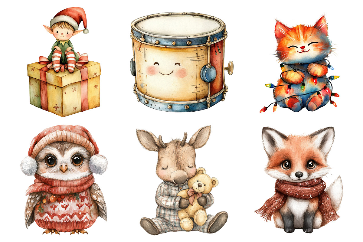 Cute Cartoon Christmas Clipart, an Illustration by Daily.Designs (Photo 4 of 5)