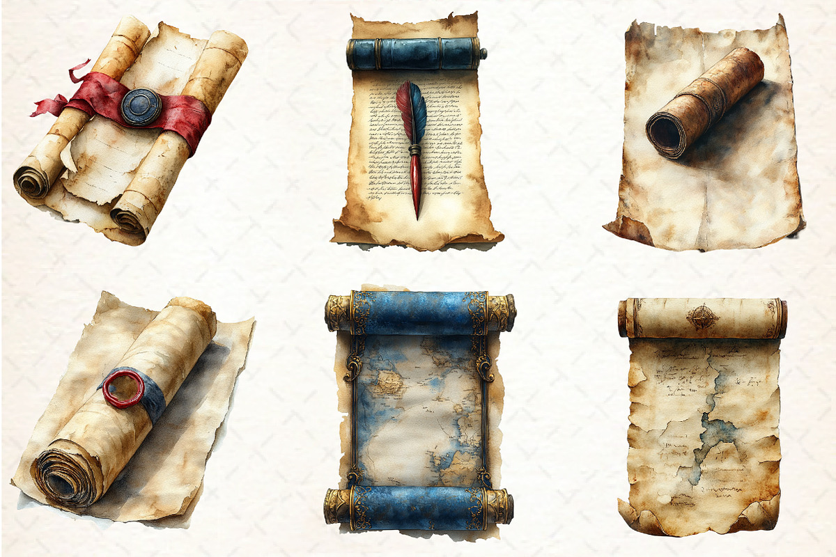 Vintage Medieval Scroll Clipart Set, an Illustration by Libby Wishes (Photo 3 of 4)
