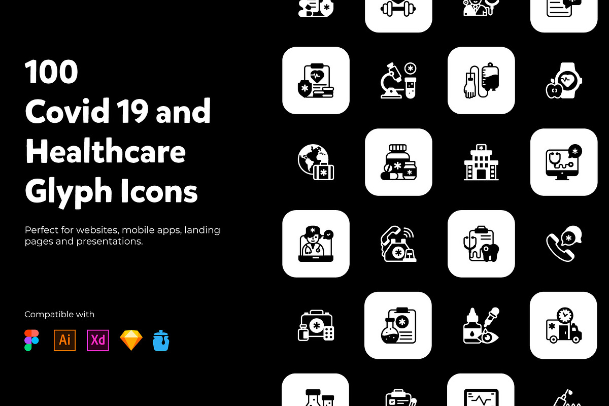 Medical and Healthcare Filled Icons, a Solid Icon by Brickclay (Photo 1 of 7)