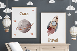 Watercolor Space Travel Clipart