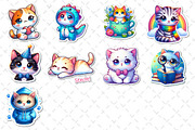 Cute cat Sticker Clipart Bundle, an Illustration by Dream Creation (Thumbnail 4 of 4)