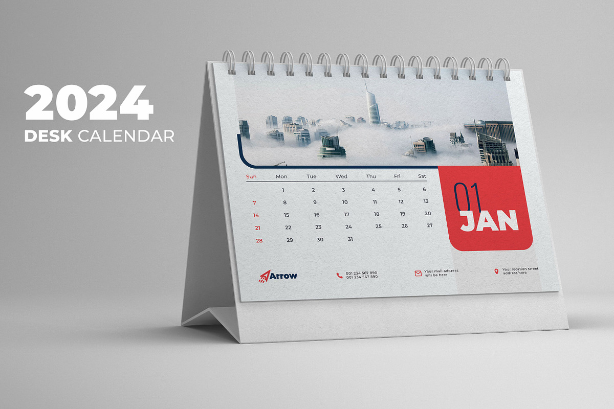 Desk Calendar 2024, a Stationery Template by Uiparvin (Photo 1 of 2)