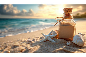 Romantic message in a bottle on a, a Photo by Rodica Ciorba