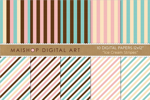Digital Papers - Ice Cream Stripes preview 4