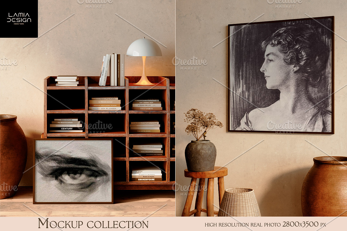 Japandi Frame Mockup 4 in 1 Bundle, a Household Mockup by LAMIA DESIGN (Photo 10 of 19)