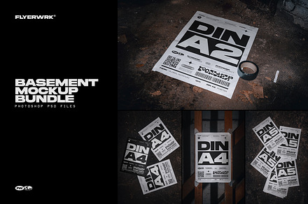 Basement Poster Mockup Bundle, an Advertising Mockup by FLYERWRK