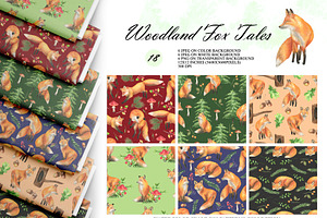 Watercolor Fox Seamless Patterns