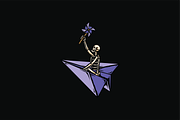 Skeleton Flying a Paper Plane, an Object Illustration by nomlimo.com (Thumbnail 1 of 3)