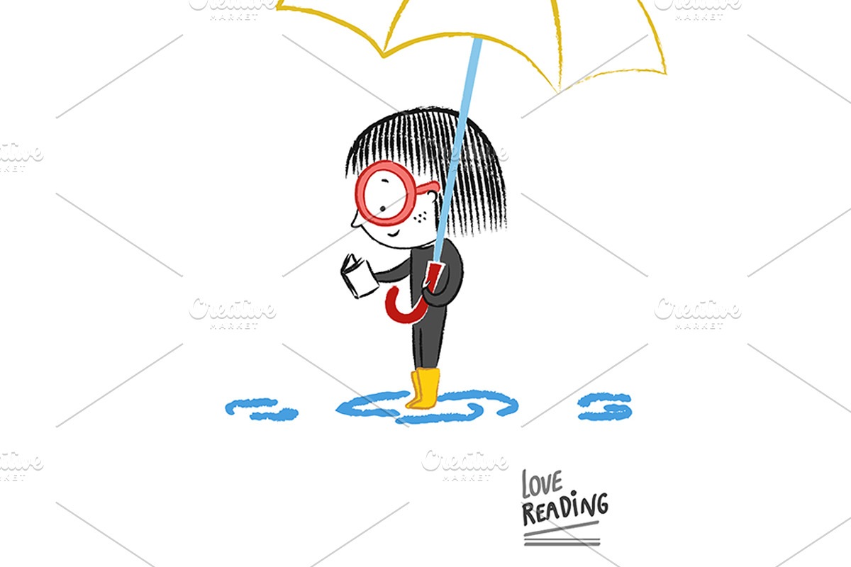 Love reading! Under the rain, a Decorative Illustration by Irene Loal (Photo 2 of 3)