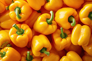 Background of ripe and tasty yellow pepper, a Food & Drink Photo by AlyaAnd