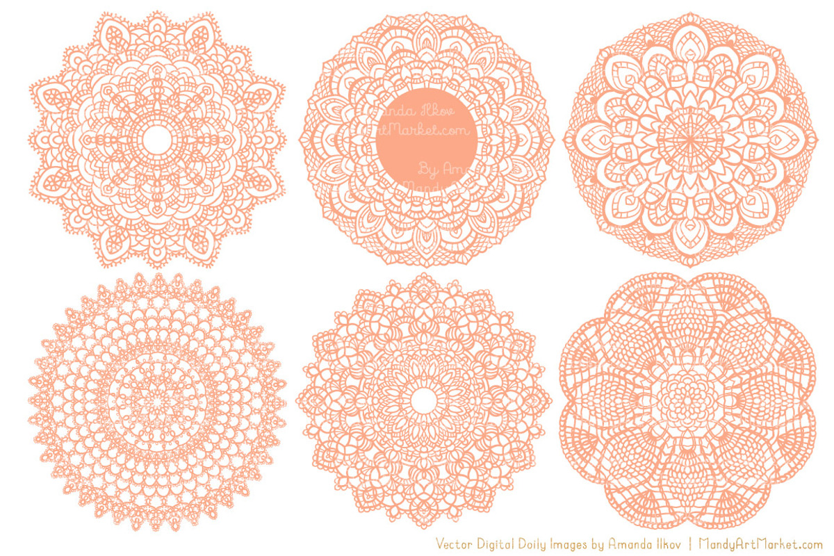 Peach Lace Doilies, Lace Vectors, an Illustration by Amanda Ilkov (Photo 4 of 4)