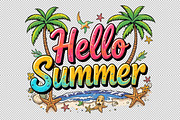 Retro Hello Summer PNG, an Illustration by Sublimation Artist (Thumbnail 2 of 6)
