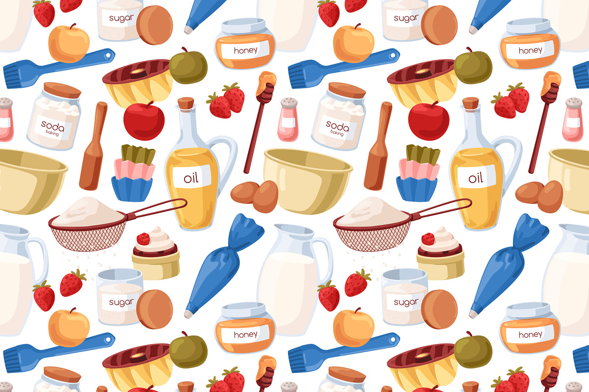 Baking tools seamless patterns set, a Pattern Graphic by Good Studio (Photo 3 of 8)