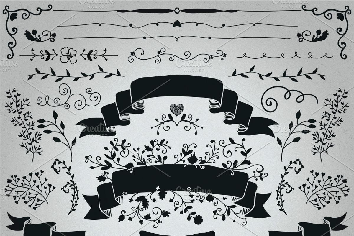 Hand Drawn Rustic Black Elements, an Object Graphic by Olya Creative