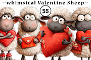 Funny Valentine Sheep Clipart, an Illustration by CreationArt (Thumbnail 1 of 6)