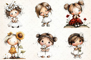 Flowers and Girls Clipart Bundle, an Illustration by DreamCafeArt (Thumbnail 3 of 8)