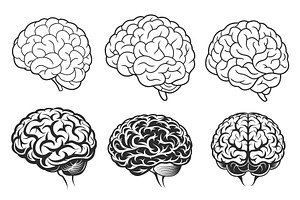 Brain vector silhouette set, an Object Graphic by Billah Hub
