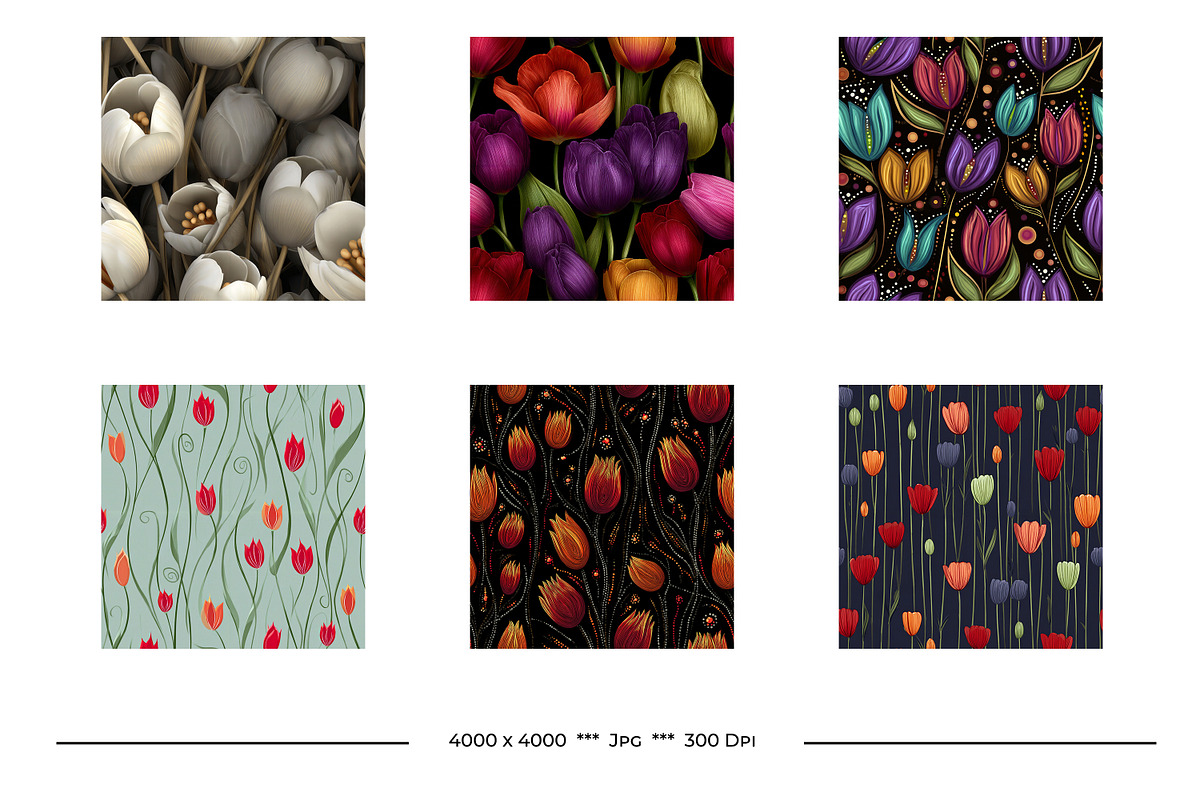 Tulip Retro Art Style Patterns, a Pattern Graphic by karenfoleyphoto (Photo 2 of 17)