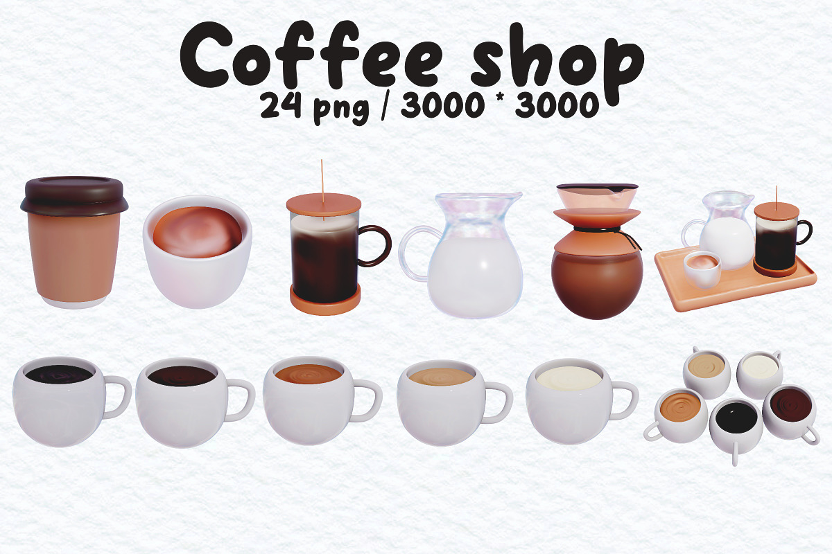 3d Coffee shop set illustration, a Decorative Illustration by Eyestudio (Photo 3 of 3)