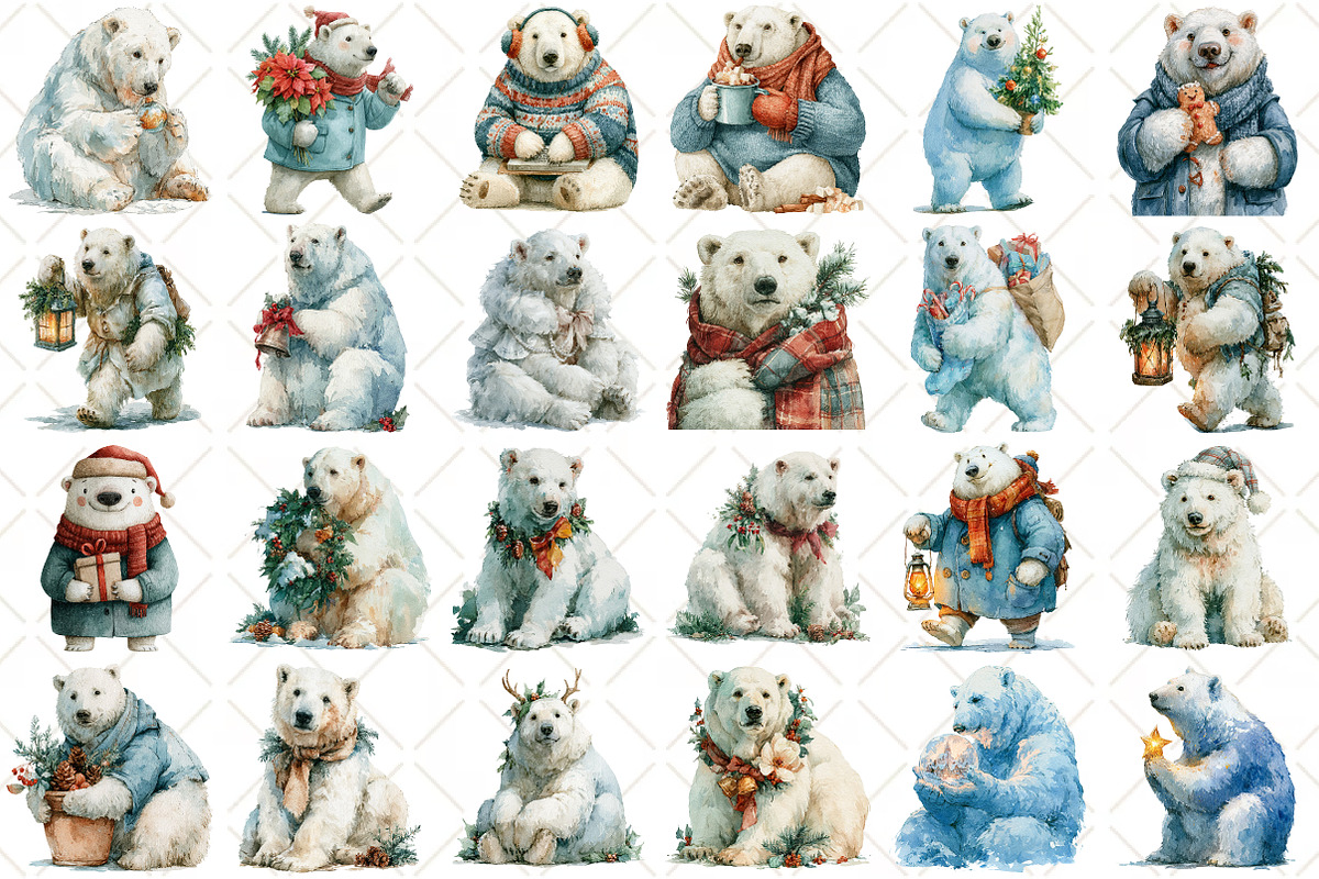 Watercolor Christmas Polar Bear, a Seasonal Illustration by Black Bird Studio (Photo 2 of 7)