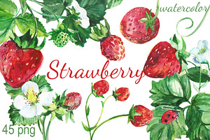 Watercolor Strawberry Clip Art