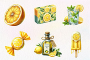 Watercolor Flavorful Lemon Clipart, an Illustration by CreationArt (Thumbnail 3 of 5)
