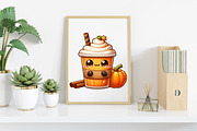 Kawaii Pumpkin Spice Clipart Bundle, an Illustration by Canvas Craft (Thumbnail 5 of 8)