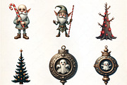 Creepy Christmas Clipart, an Illustration by CrexoraLab (Thumbnail 2 of 5)