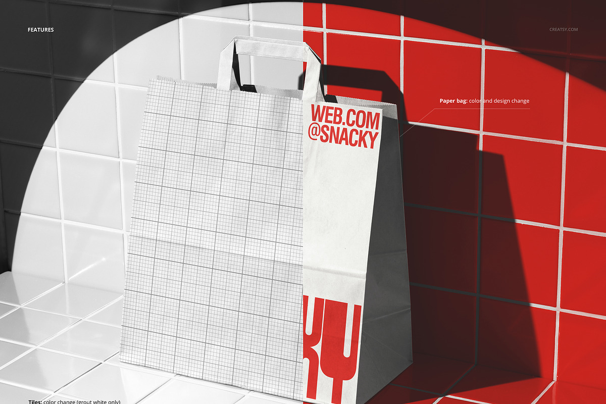 Custom Fast Food Paper Bag Mockup, a Packaging Mockup by creatsy5 (Photo 3 of 6)