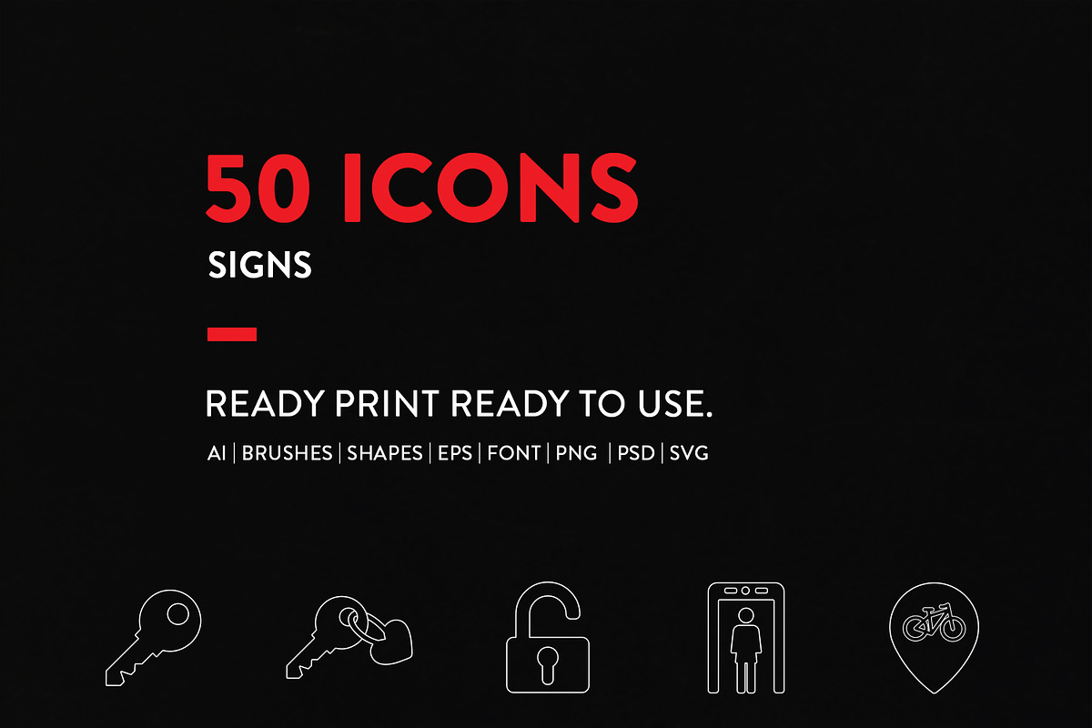 Signs Set Line Icons, an Outline Icon by Jumbo Icons (Photo 2 of 4)