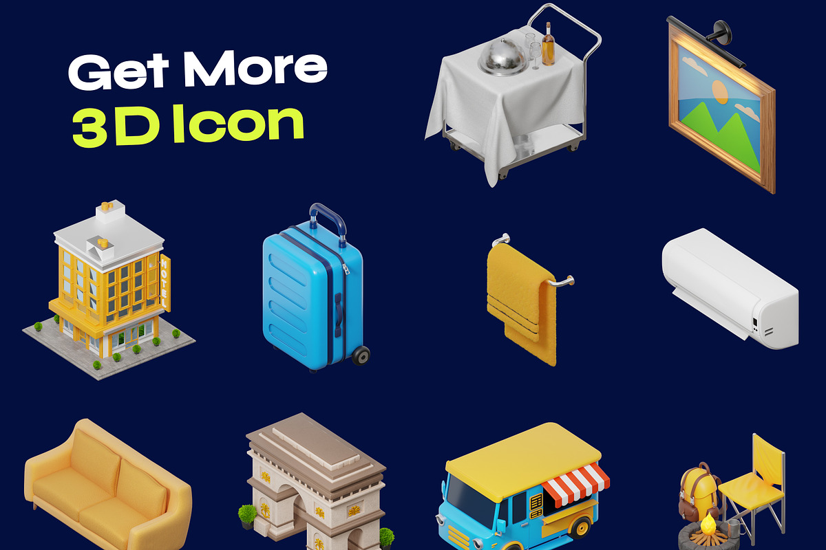 Hotel & Travel 3D Isometric 3D Icon, a Furniture 3D Model by orenjidesign (Photo 8 of 8)