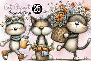 Whimsical Cat Clipart, an Animal Illustration by SVGArt (Thumbnail 1 of 3)