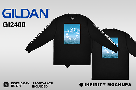 Gildan 2400 Long Sleeve Mockup, a Shirt Mockup by Infinity Mockups