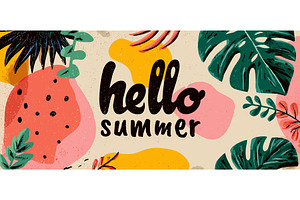 Summer abstract banner. Doodle, an Illustration by Stock-Smart-Start